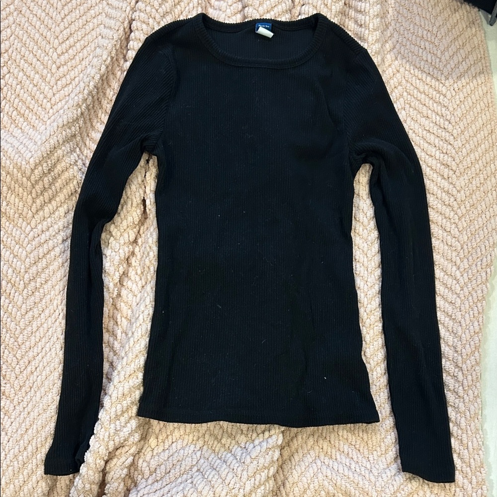 Old Navy Black Ribbed Long Sleeve Top